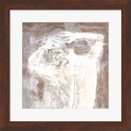 Framed Neutral Figure on Abstract Square I Print