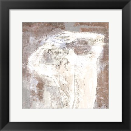 Framed Neutral Figure on Abstract Square I Print