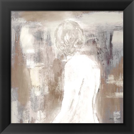 Framed Neutral Figure on Abstract Square II Print