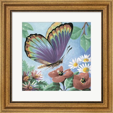 Framed Butterfly Flowers I Print