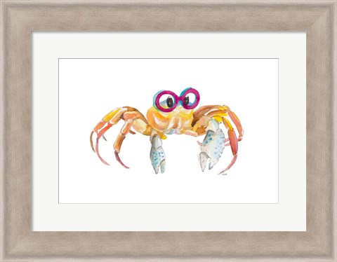 Framed Crab With Glasses Print