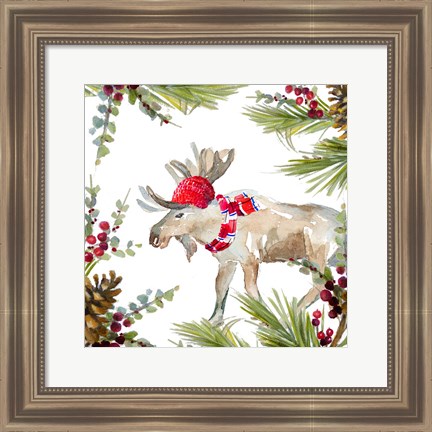 Framed Holiday Moose Print