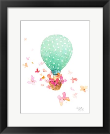 Framed Hot Air Balloon With Butterflies Print