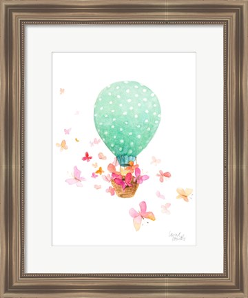 Framed Hot Air Balloon With Butterflies Print