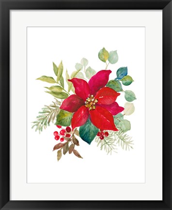 Framed Blooming Poinsettia I Print