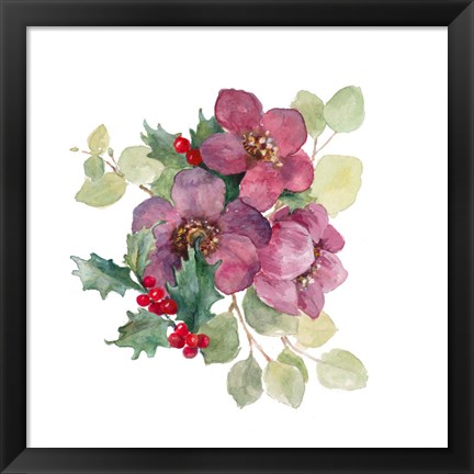 Framed Plum Christmas Flowers Print