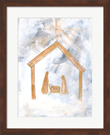 Framed Nativity Silver and Gold Print