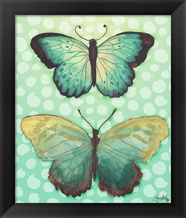 Framed Butterfly Duo in Teal Print