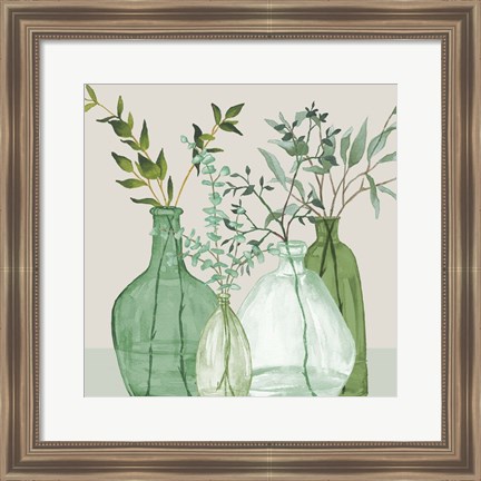 Framed Green Serenity Accents Print