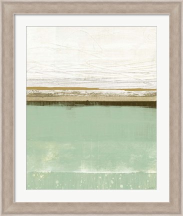 Framed Familiar Feeling Green And Beige Print