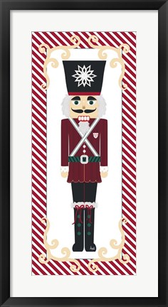 Framed Nutcracker On Red Stripe I Print