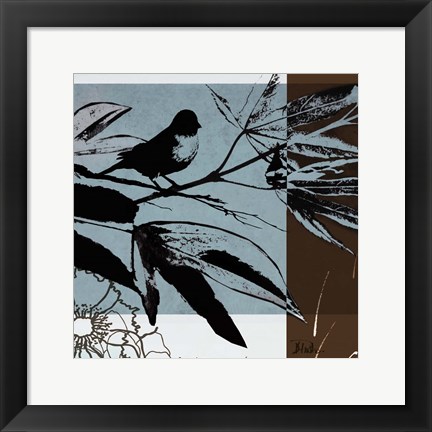 Framed Blue &amp; White Silhouette I Print