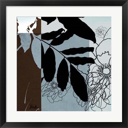 Framed Blue &amp; White Silhouette II Print