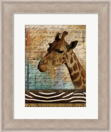 Framed Madagascar Safari with Blue I (Giraffe) Print