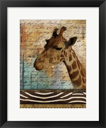 Framed Madagascar Safari with Blue I (Giraffe) Print