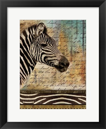 Framed Madagascar Safari with Blue II (Zebra) Print