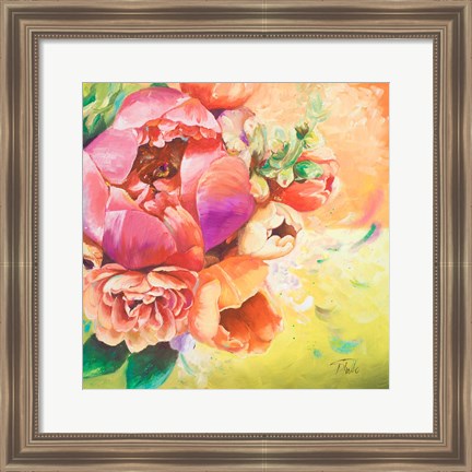 Framed Beautiful Bouquet of Peonies I Print