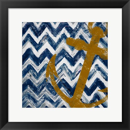 Framed Nautical Chevron I Print