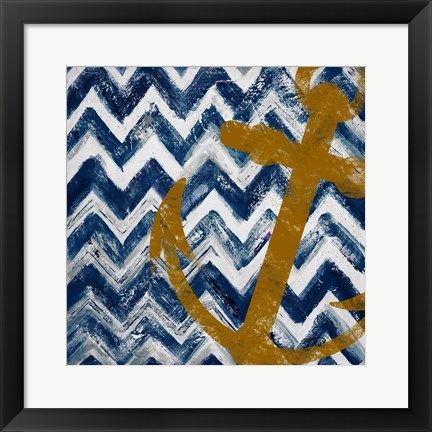 Framed Nautical Chevron I Print