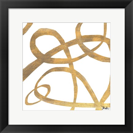 Framed Golden Swirls Square II Print