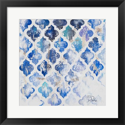 Framed Blue Quatrefoil II Print