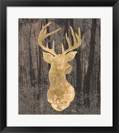 Framed Gold Deer on Black Print