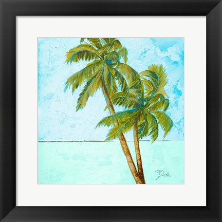 Framed Beach Palm Blue I Print