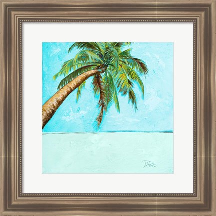 Framed Beach Palm Blue II Print