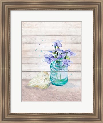 Framed Fresh Flowers And Shells II Print