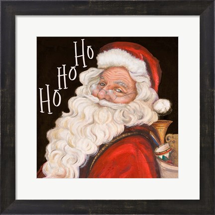 Framed Smiling Santa Ho Ho Ho Print