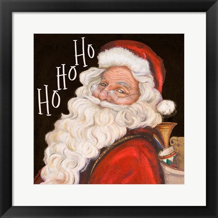 Framed Smiling Santa Ho Ho Ho Print