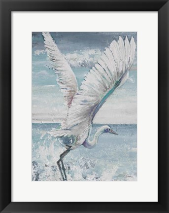 Framed Great Egret Flying Print