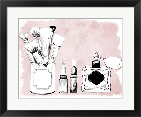 Framed Makeup Set on Blush Print