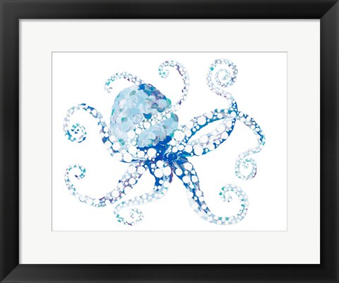 Framed Azul Dotted Octopus I Print