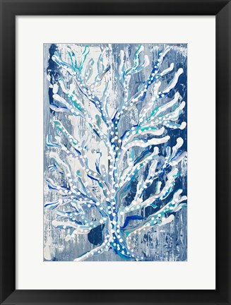 Framed Azul Dotted Coral Vertical Print