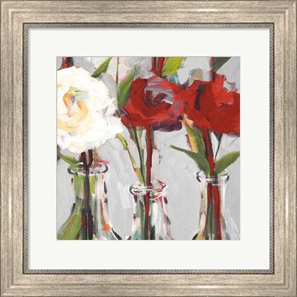 Framed Red Romantic Blossoms I Print