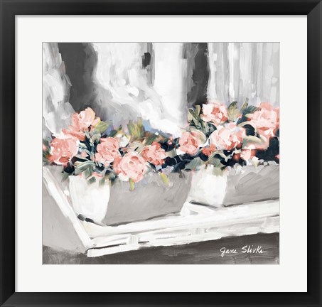 Framed Pink Floral Window Print