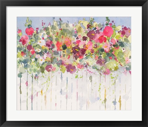 Framed Hollyhocks Over Fence Print