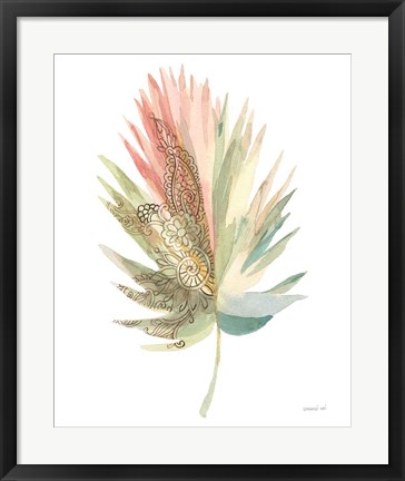 Framed Boho Tropical Leaf IV on White Print