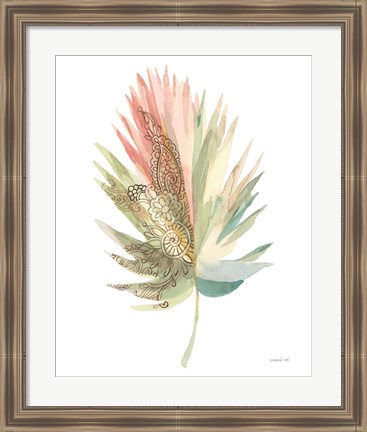 Framed Boho Tropical Leaf IV on White Print