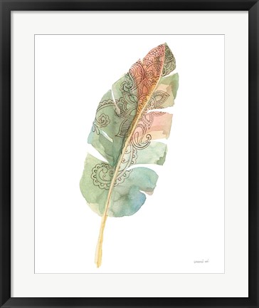 Framed Boho Tropical Leaf I on White Print