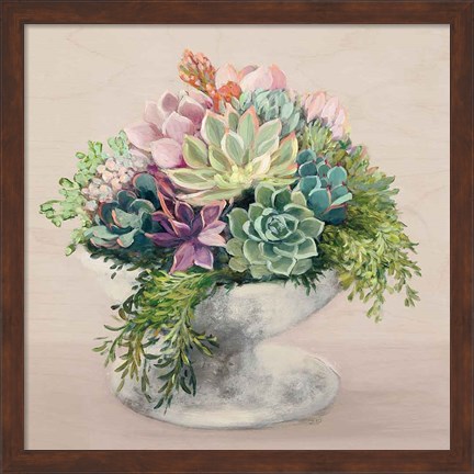 Framed Festive Succulents II Blush Print