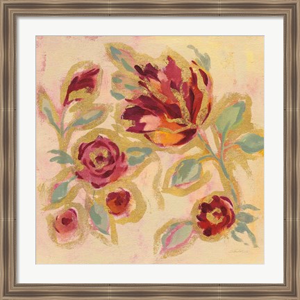 Framed Gilded Loose Floral II Print