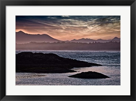 Framed Sunset Glow at Wickaninnish Beach Print