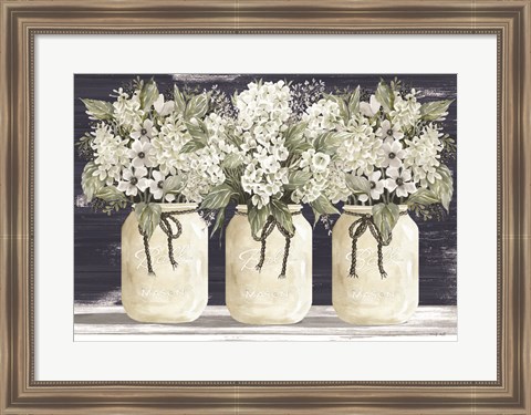 Framed White Floral Trio Print