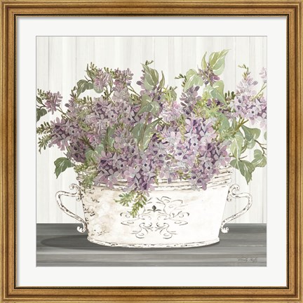 Framed Lilac Galvanized Pot Print