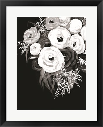 Framed Black and White Floral Print