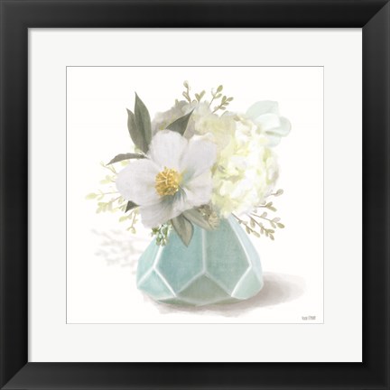 Framed Posies in Blue Print