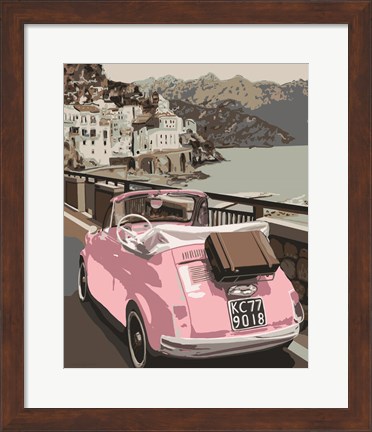 Framed Pink Bug in Europe Print