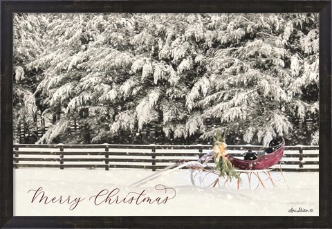 Framed Merry Christmas Sleigh Print